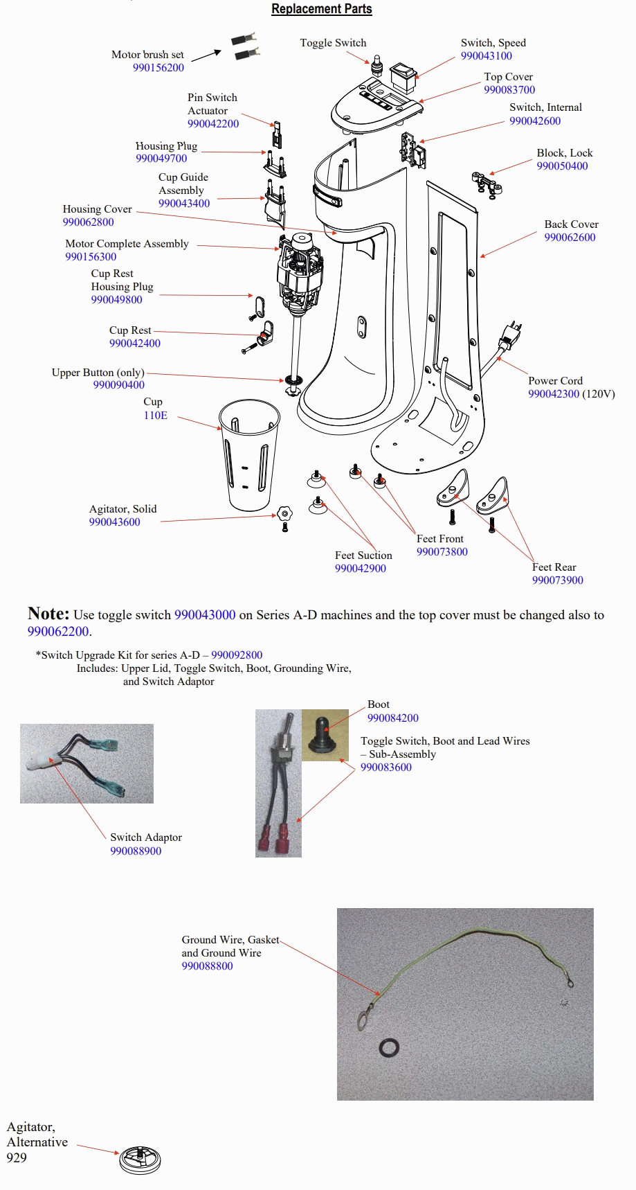Diagram Diagram and Parts List for HMD200-E  Hamilton Beach Drink Mixer